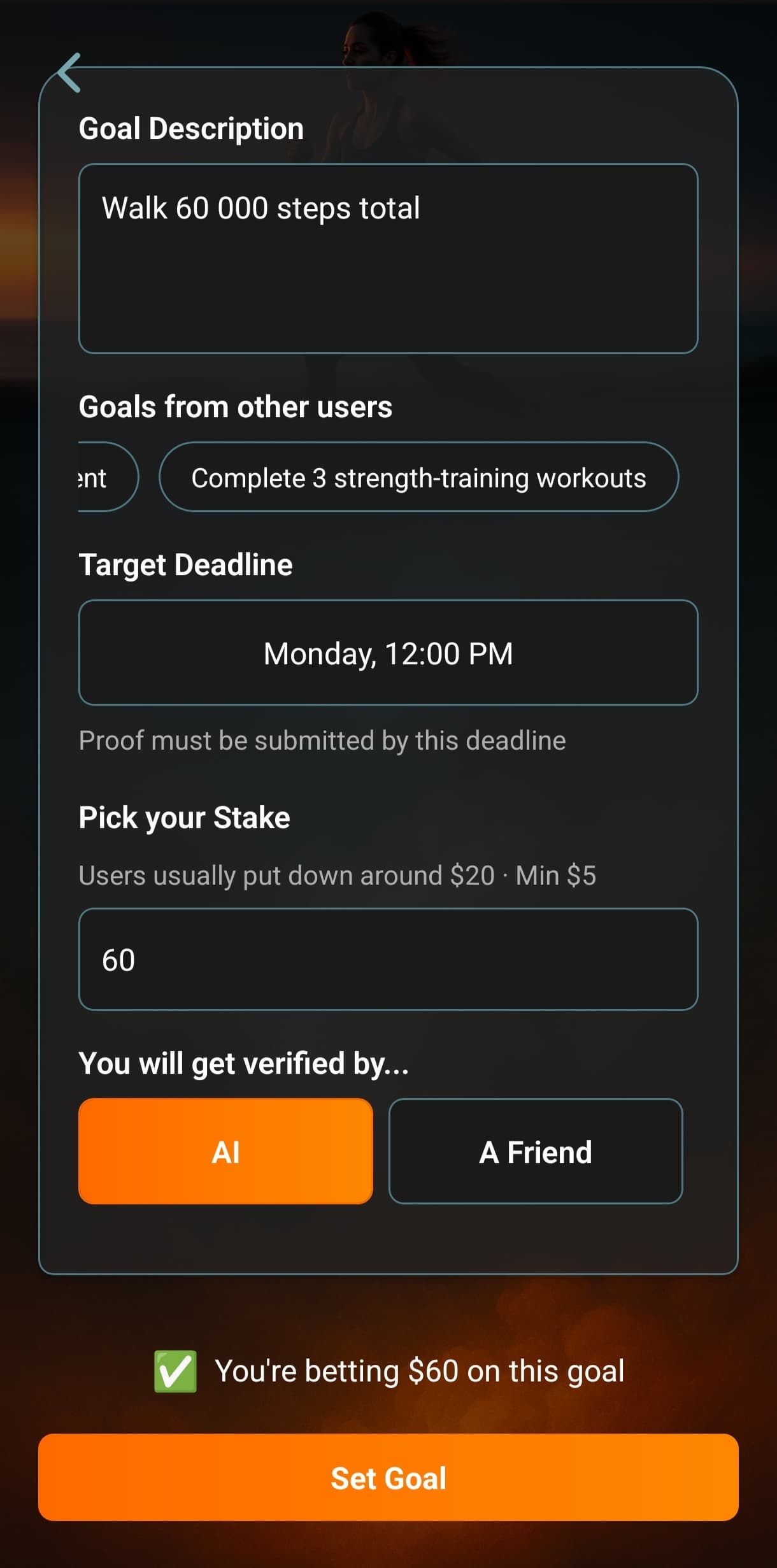 Set goal